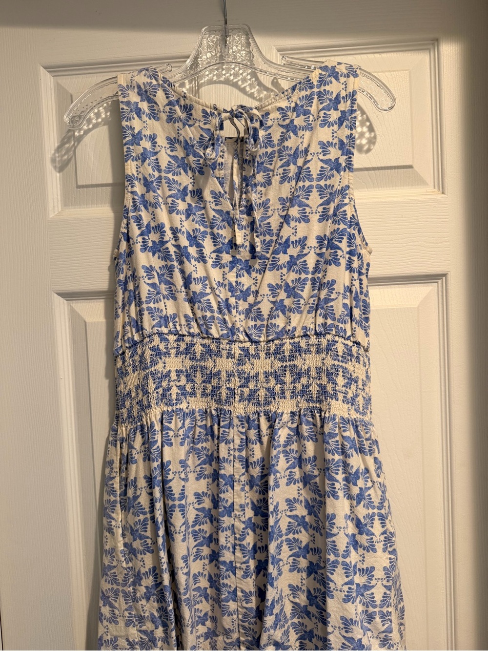Universal Thread Blue and White Floral Smocked Waist Dress - Picture 3 of 3